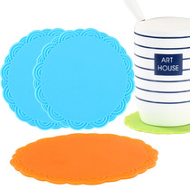 Silicone Cup Mat Creative Thickening Round Dining Mat Home Insulation Mat Bowl Mat Waterproof Anti-Burn Cup Mat 6 pieces of clothing