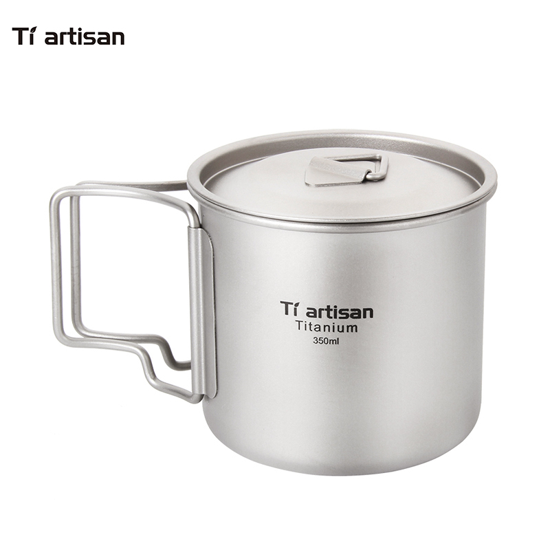 Folding water cup portable outdoor cup pure titanium water cup can be burned to camp tourist titanium cup 350ml