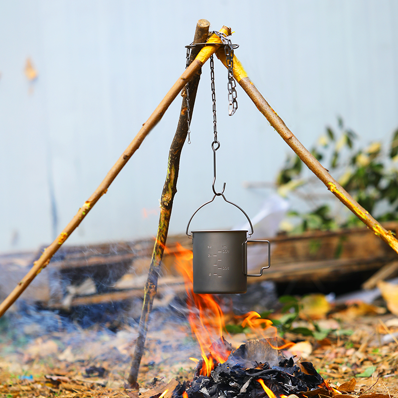 Titanium Artisan Pure Titanium Triangle Hanger Outdoor Camping Camping Wild Camp Portable Light Weight Barbecue Tool Simple easy to contain