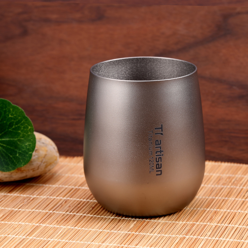 Titanium craftsman pure titanium double-layer water cup metal Japanese style non-flavored tea set tea cup single master cup kung fu tea cup