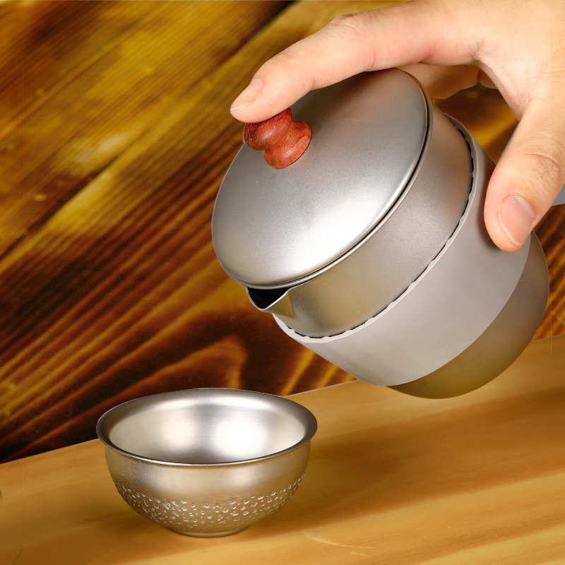 Titanium artisan outdoor camping titanium tea set pure titanium tea maker titanium metal cup travel cup bubble tea set strainer bubble tea cup