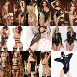 Интересный взрослый набор искушения ночные колготки с высокой вилкой, имитирующая кожаная прозрачная куртка роса -квалификационная кожаная кожа