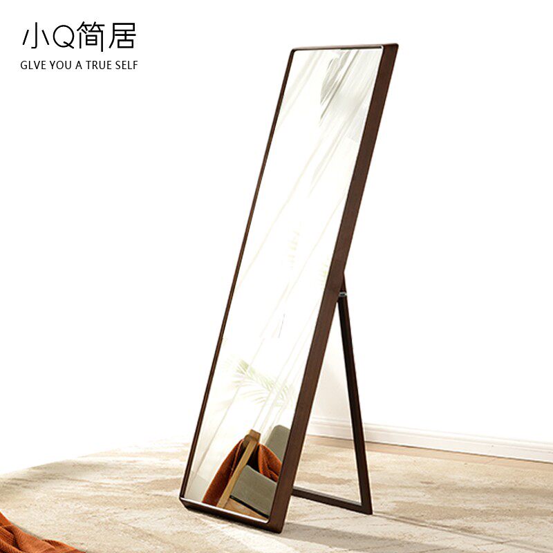 White Wax Wood Full-body Wears Mirror Wall Wall Strap Cover Cover the Meter Box Mirror for Solid Wood Landing Bedroom