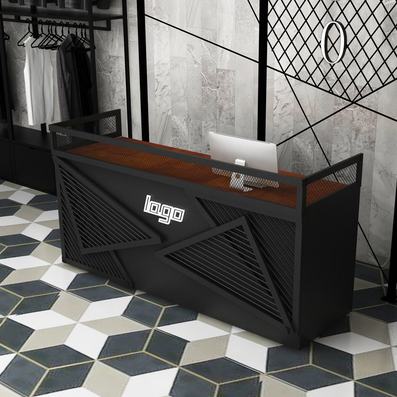 Retro industrial style wrought iron cashier counter clothing store milk tea shop Li Kun shop small shop bar reception desk