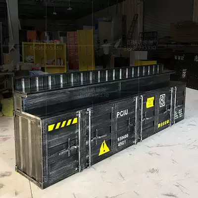 Container retro industrial style dining cabinet table barbecue restaurant hot pot restaurant self-service seasoning table dining room Iron small material Table