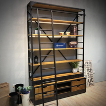 Old iron square vintage shelf Floor-to-ceiling study Bedroom living room Wrought iron bookcase partition display rack Storage rack Bookshelf