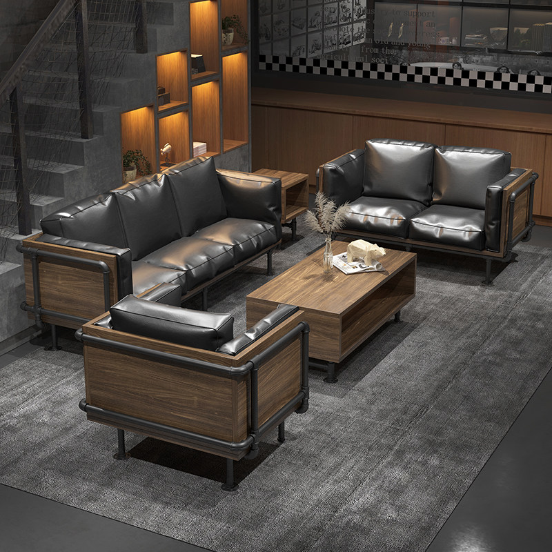 Industrial style office sofa coffee table combination personality creative business reception rest meeting guests negotiation waiting table and chairs