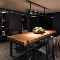 Wrought iron solid wood dining table and chair combination Industrial style office retro computer desk Rectangular conference table Modern simple