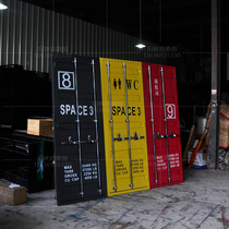 Wrought iron container door ktv restaurant bar toilet door Sliding door Open door Industrial style bathroom door retro