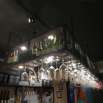 Bar bar hanger Solid wood ceiling upside down goblet rack hanging bar household decoration creative hanging wine rack