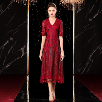 Xi mother-in-law clothing spring 2021 evening dress welcome dress mother wedding dress foreign temperament dress women