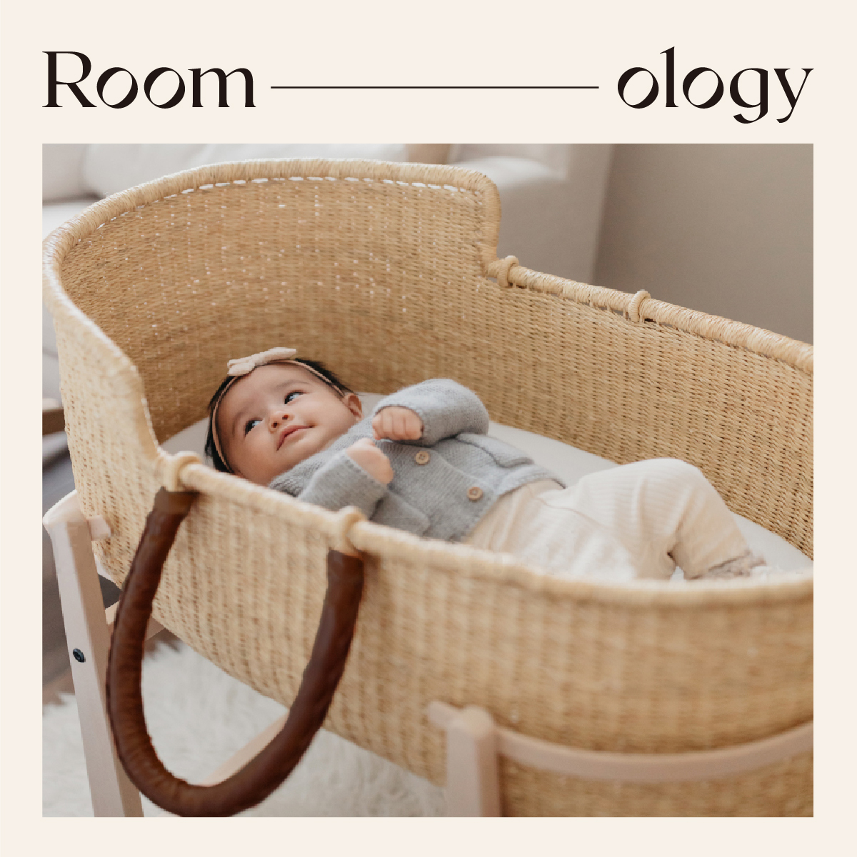 Roomology Africa imported pure handmade Ghana straw cot baby sleeping basket portable shopping basket