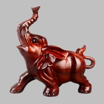 Dongyang wood carving mahogany Elephant Home solid wood Rosewood elephant to attract money nose elephant auspicious Ruyi Elephant Ornaments