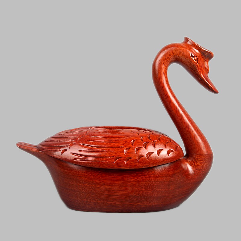 Dongyang carved red wooden table top tissue box household paper box solid wood swan mandarin duck sitting room napkin decorations