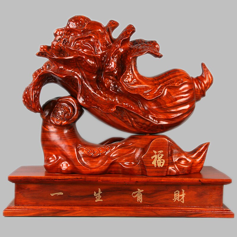 Dongyang wood carving mahogany pear wood craft gift decoration Lucky ingot cabbage Solid wood Ruyi Baicai wooden desktop ornaments
