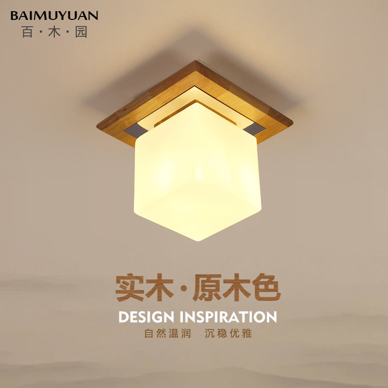 Japanese-style aisle balcony lamp simple modern solid wood foyer entrance hallway lamp Nordic personality warm ceiling lamps - Taobao