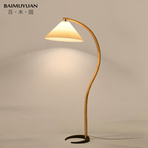 Nordic floor lamp minimalist modern living room sofa edge 100 pleated floor lamp bedroom bedside solid wood upright table lamp