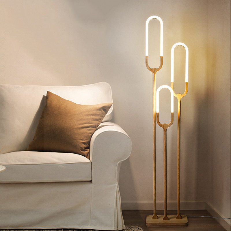 Nordic floor lamp modern minimalist living-room sofa bedroom bedside headlights day style cozy solid wood vertical floor table lamp