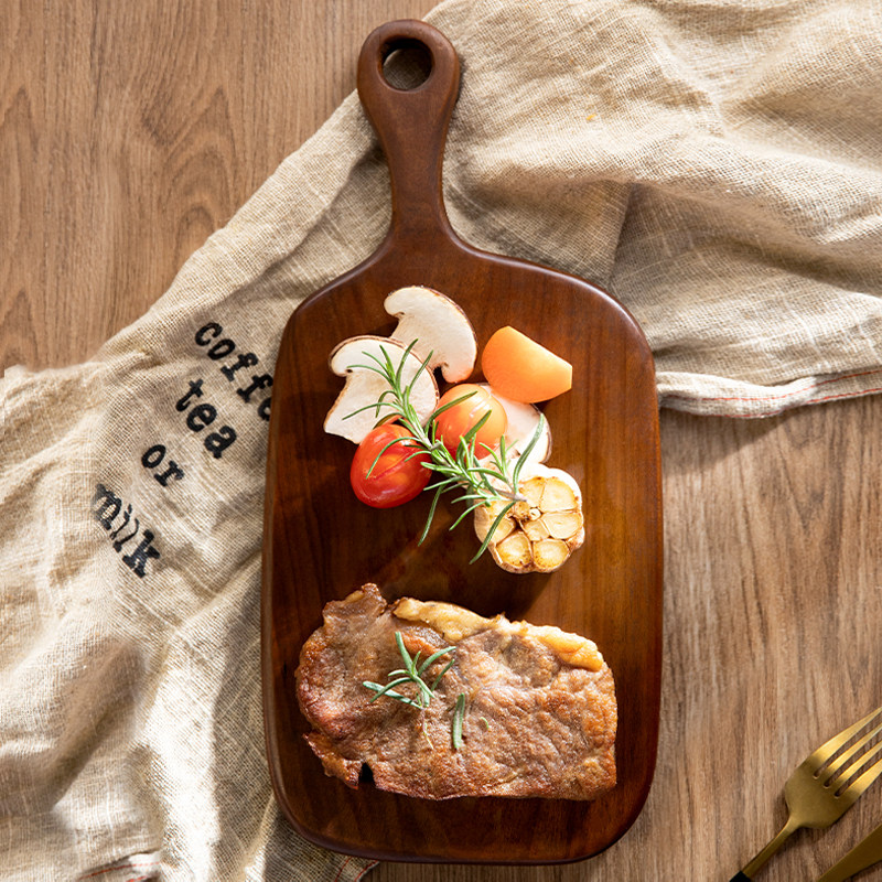 Japanese-style black walnut chopping board solid wood chopping board small chopping board household steak fruit bread tray whole wood anti-mildew