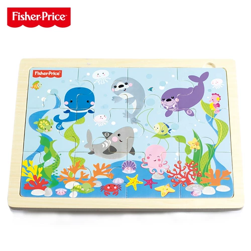 木玩世家 Доска-головоломка Fisher-Price Animal Park, детская игрушка, обучающая деревянная головоломка FP7002