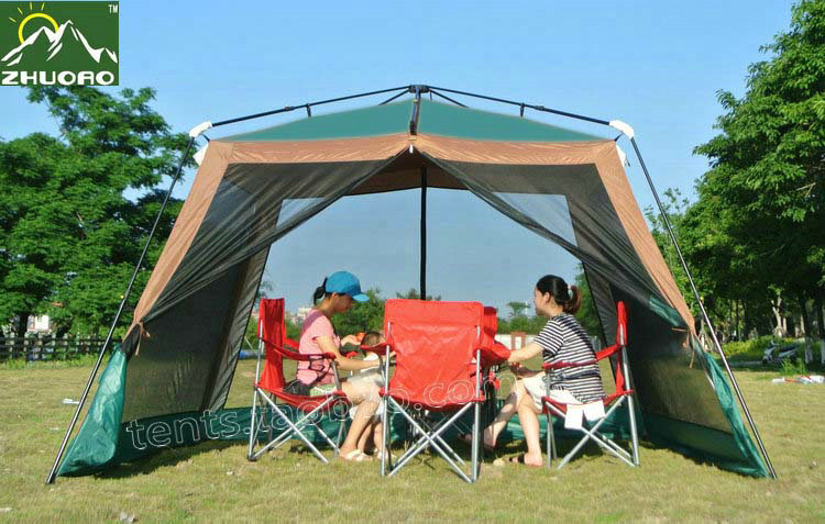 Zhuoao ngoài trời che lều bằng bạc tráng kem chống nắng tốc độ tự động mở tán pergola nơi trú ẩn mưa bãi biển lưới chống muỗi - Lều / mái hiên / phụ kiện lều đồ cắm trại