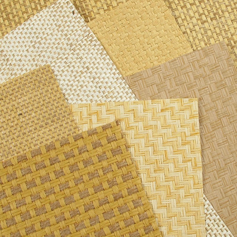 Environmentally friendly natural grass woven paper braided wall paper Bamboo Mat coarse hemp thread braided furniture cabinet door wallpaper set to be three-dimensional thickened-Taobao