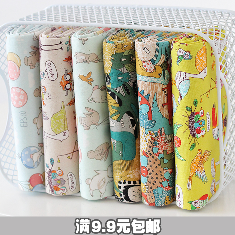Old Buddha accessories shop Taiwan pure cotton ancient cloth lovely cartoon print cloth antependium curtain for leaning on manual DIY