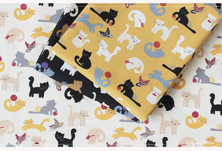 Hướng dẫn sử dụng vải bông Kitty nghịch ngợm mới DIY Vải bông nhập khẩu Ba màu Tùy chọn 1 Mã vải xô cotton