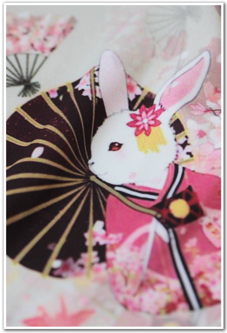 Sakura cầu nguyện thỏ giả sợi vải lụa Susan satin sợi thủ công DIY quần áo búp bê vải kimono vải đũi thô