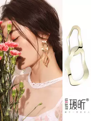 No ear clip female senior sense circle exaggerated big earrings sterling silver needle ear pin drop 2021 New Summer model