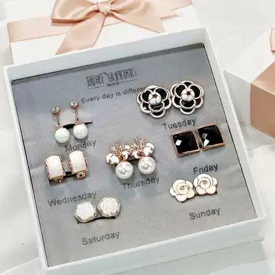 One week set ear clip without ear hole female face thin sterling silver needle earrings to give girlfriend birthday gift 2021 New