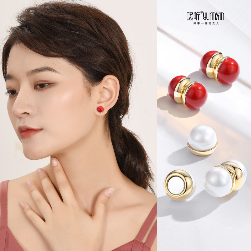 Pearl Ear Clip without earthy hole Female suction iron magnet No pain sensation Jane about lukewarm wind High level Sensation Small Crowd Fake Earrings Earrings