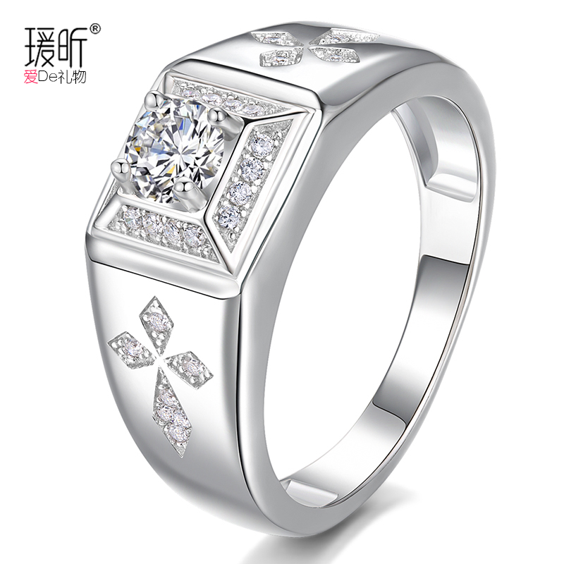 Retro 925 Silver Ring Men Zirconia Diamond Has Japan and Korea Single Hand Index Index Index Personal Hundred Ring Accessories