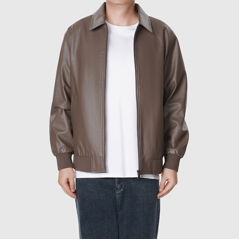 Wakasa Shikiji Wbt10007 Men's Lapel Jacket Leather Jacket Lychee Texture Windproof Warm Top