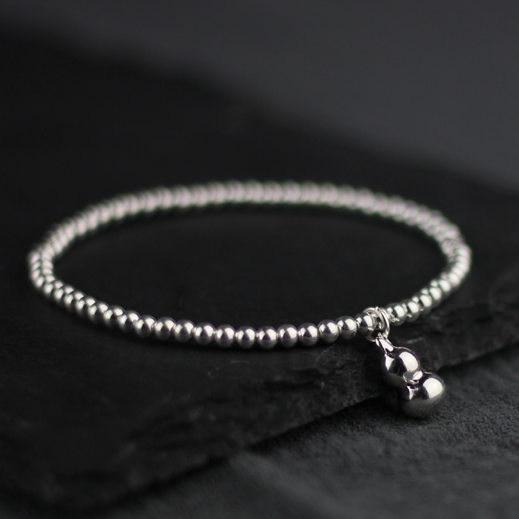 Original pure hand silver jewelry female silver bead elasticity 925 pure silver bracelet fashion minimal hoist Flu