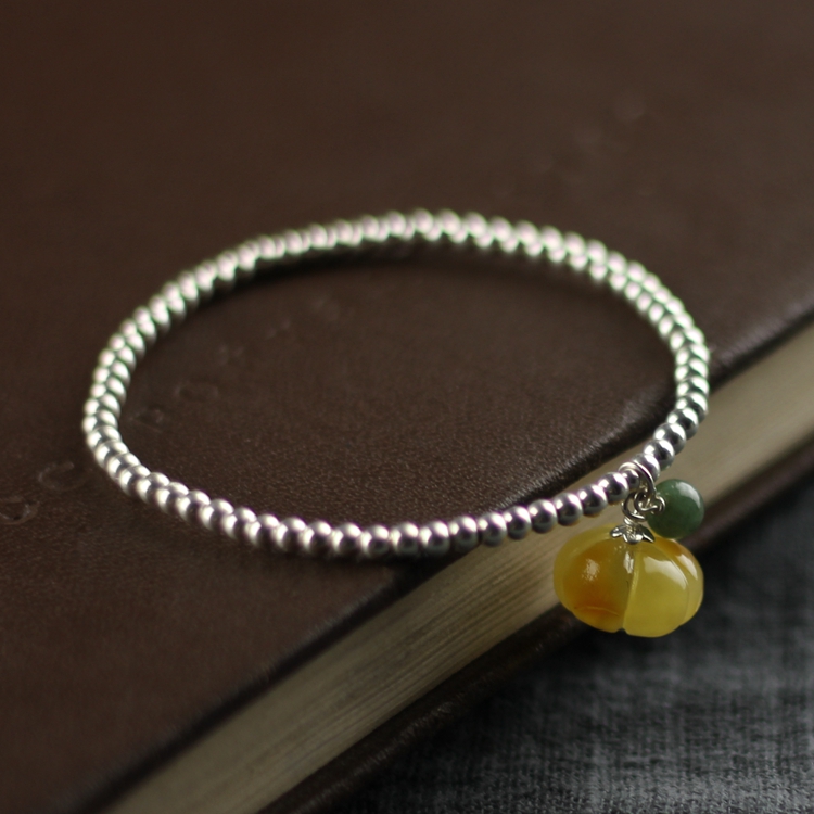 Nafre Good Luck Golden Melon Yunling Family Original Natural Beeswax Pumpkin 925 Sterling Silver Hand