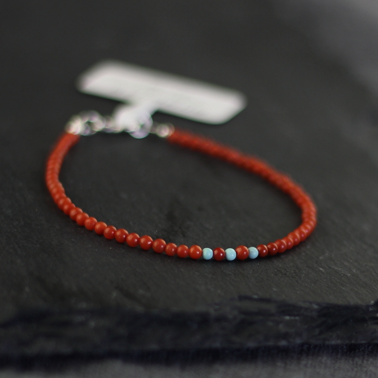 Silver decoration is fine and simple baby and fine natural south red manau handcune pure silver original turquoise quiet