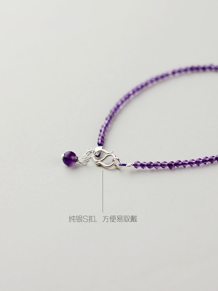 Yunling người gốc tự nhiên Brazil amethyst vòng chân nữ rất mịn 925 sterling bạc nhỏ lắc chân đẹp
