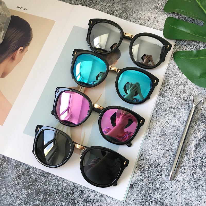 Trendy Celebrity-Style High-Quality Polarized Sunglasses for Men and Women, Face-Slimming Reflective Mirror Trendy Large-Frame Colorful Sunglasses