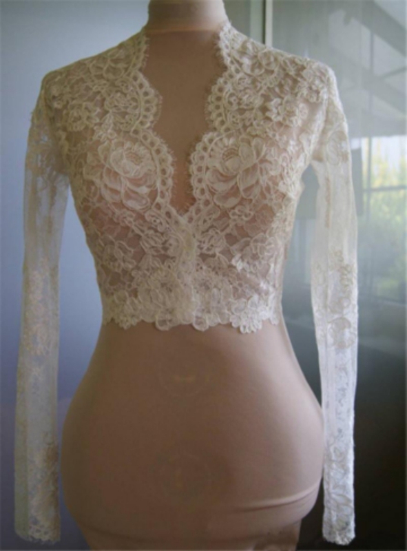 Katie Bride Wedding Dress Accessories Front Hidden Button Cardigan Lace Small Outwear Small Shirt Covering Flesh Shawl