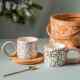 Coffee Cup, High-End and Exquisite British-Style Ceramic Mug, Large Ear-Shaped Cup, Retro Milk Cup, High-Quality Breakfast Cup
