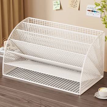 Fan-shaped iron shelf multi-layer book stand file frame art metal file rack desktop classification bookshelf office desk text
