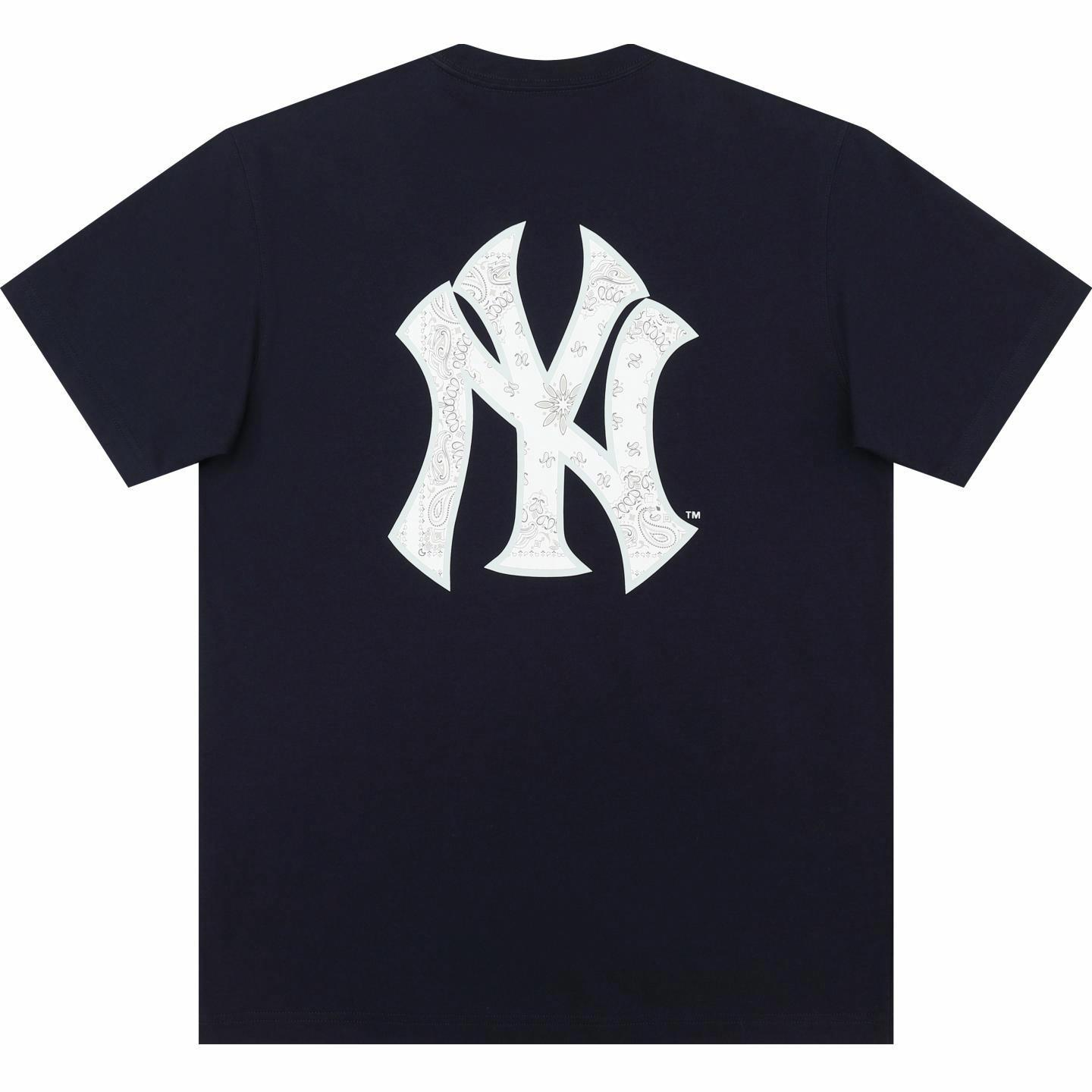 New Era MLB系列 纽约洋基队 Logo印花圆领套头腰果花运动短袖T恤