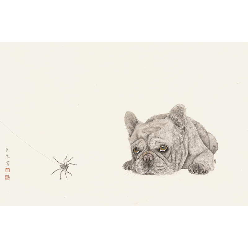 Tikki - zhi - shanghai painting brush - shanghai beast banner auction of the original Chinese painting tea room