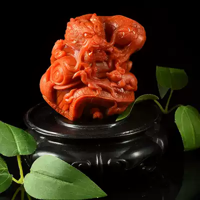 312 52 grams (Sugong Jingdiao Baoshan persimmon red) three-dimensional carved dragon purchase Sihai South Red Agate ornaments
