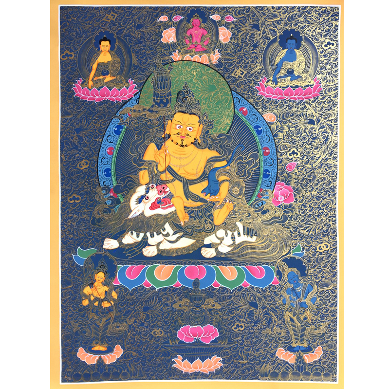 Pure hand-painted Thangka Treasure King, 55cm high, Shanwu Collection, Nepal Thangka Art Painting Institute TS09