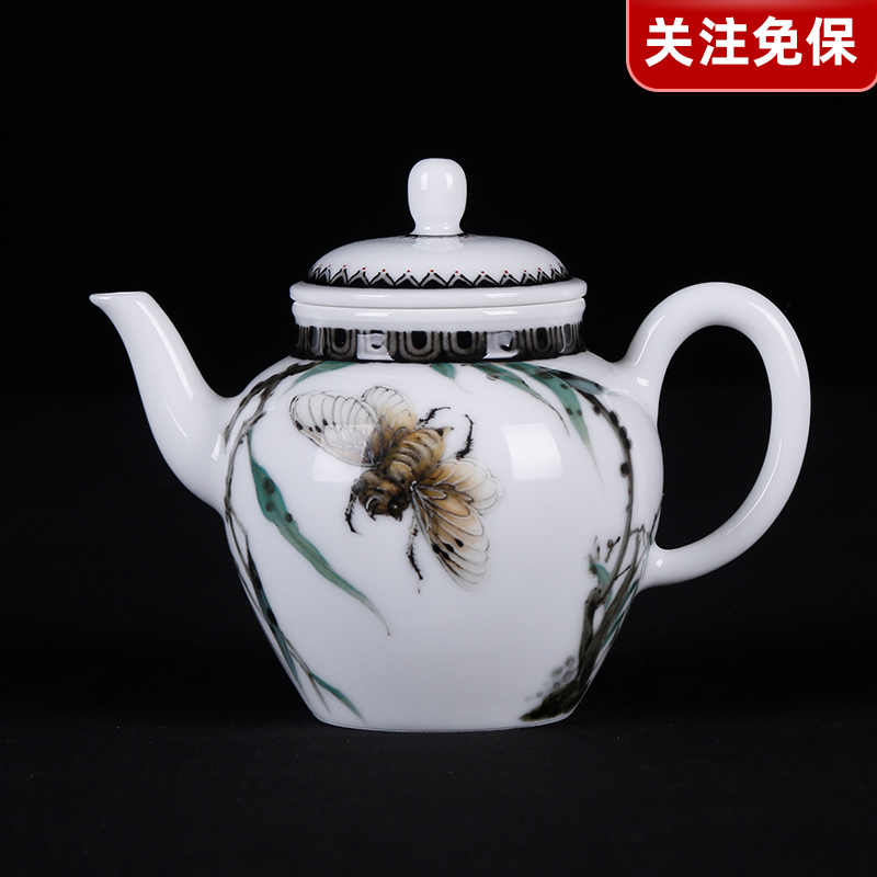High-end tea instrumental Chinese ceramic art master Liu Jinsong's hand-painted tea tea tea teapot tinnitus NX258