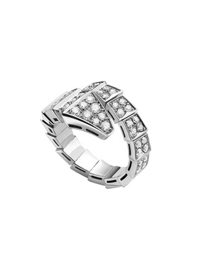 9.9新BVLGARI/宝格丽SERPENTI系列VIPER满钻18K白金戒指男女同款