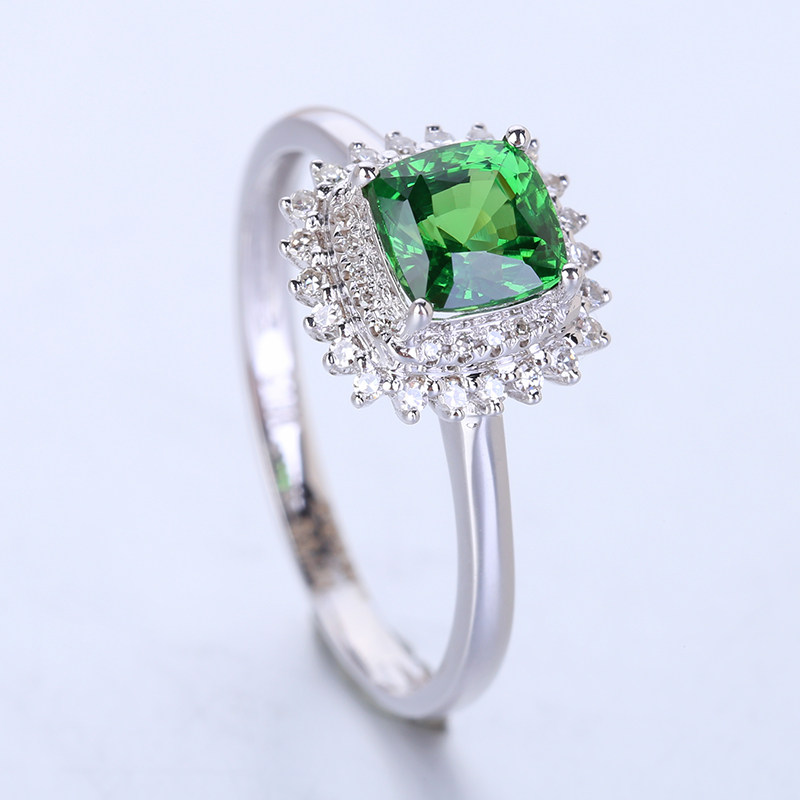 Main stone 0 9 natural sandalle ring female 18K gold inlaid diamond durite color jewel stone female jewellery 04051