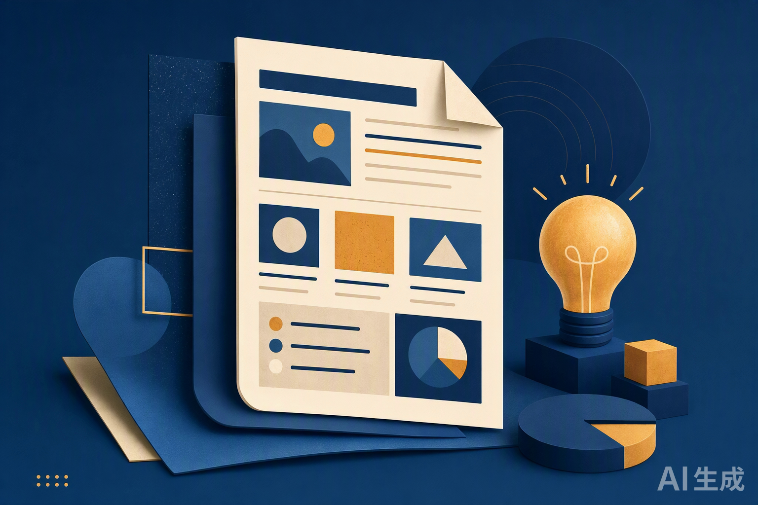 Structured document with content strategy and lightbulb